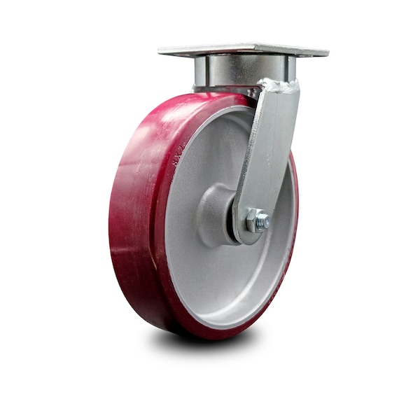 8 Inch Kingpinless Poly on Aluminum Wheel Swivel Top Plate Caster